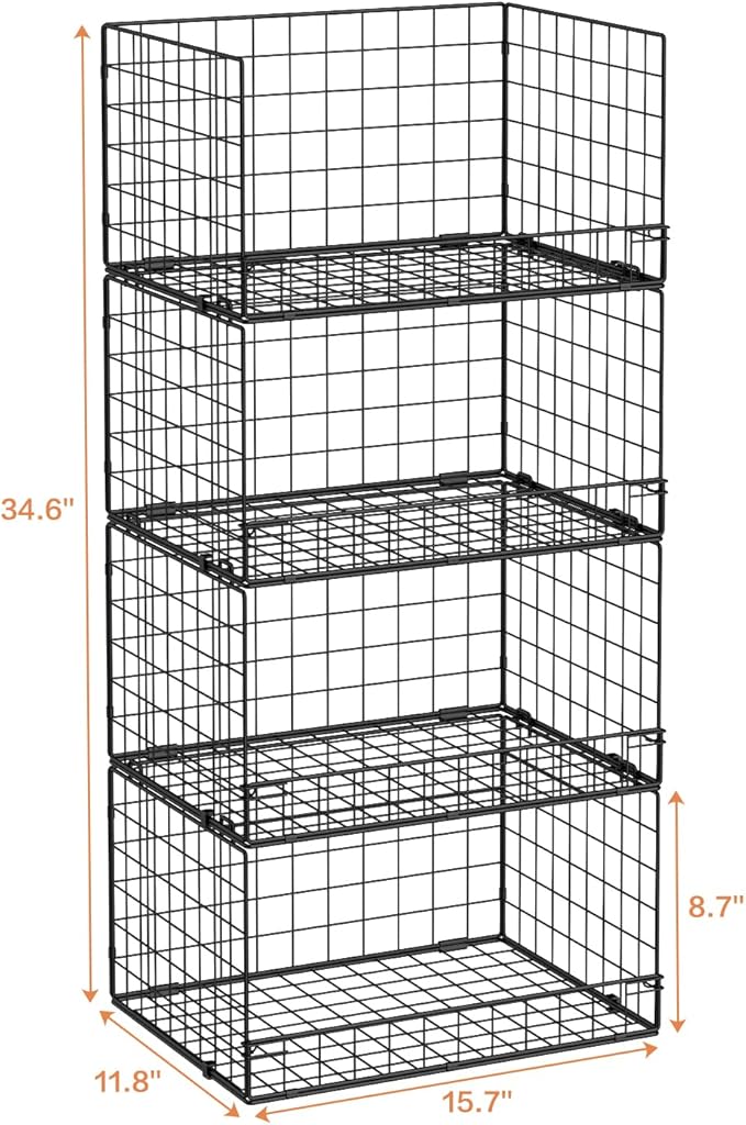 Yociyoga 4-Tier Stackable Closet Organizers and Storage Shelves, Foldable Closet Shelf Organizer, Black(Patent Protection)(Patent No. 30022416) - Image 2