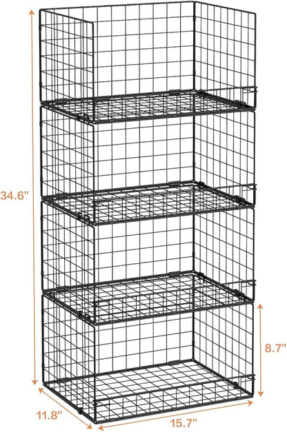 Yociyoga 4-Tier Stackable Closet Organizers and Storage Shelves, Foldable Closet Shelf Organizer, Black(Patent Protection)(Patent No. 30022416) - Image 2