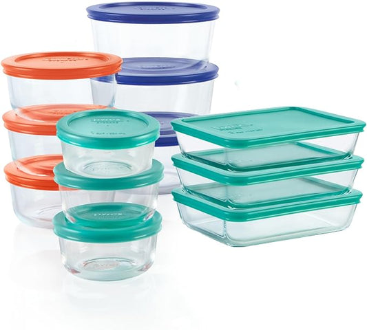Pyrex Simply Store (12-Pack) Glass Food Storage Containers Set, (1, 2, & 3 Cup) Meal Prep Containers with Plastic BPA-Free Lids, Dishwasher & Microwave Safe by Pyrex