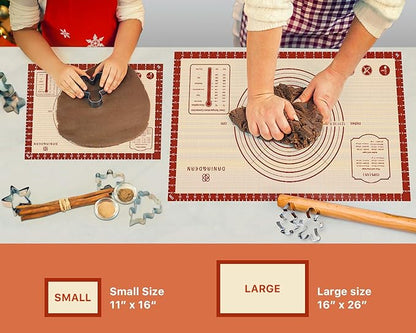 2 Pack Non Stick 26''x16'' Extra Large Thick Silicone Pastry Mat and 16''x11'' Cooking Mats, Double Measures Scale for Non-slip Silicone Baking Sheet,Counter Mat, Dough Rolling, Reusable Bakeware Mats - Image 8