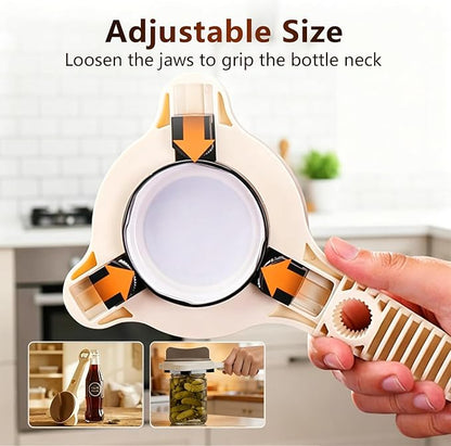 2026 New 4-in-1 Jar Opener, Adjustable Stainless Steel Opener for Jars, Bottles & Cans - Multifunctional Lid Remover for Seniors, Arthritis Sufferers, Ideal Kitchen Gadget (1PC)
