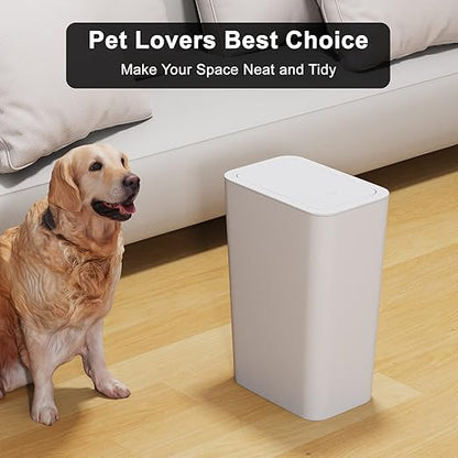 N. NETDOT 3 Pack 2.6 Gallon / 10L Bathroom Trash Can with Lid,Kitchen Garbage Can Small Trash Bin Waste Basket for Bathroom,Kitchen,Bedroom,Living Room,Office - Off White - Image 3