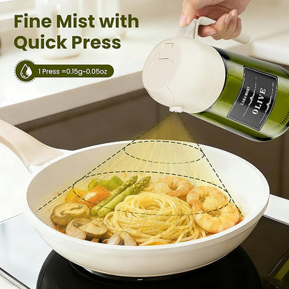 LAKUMIQI 2 in 1 Oil Sprayer for Cooking, 16oz Olive Oil Dispenser Bottle for Kitchen, Food Grade Light-Blocking Leak Proof Glass Spray Bottle for Salad, Air Fryer, BBQ - Image 4