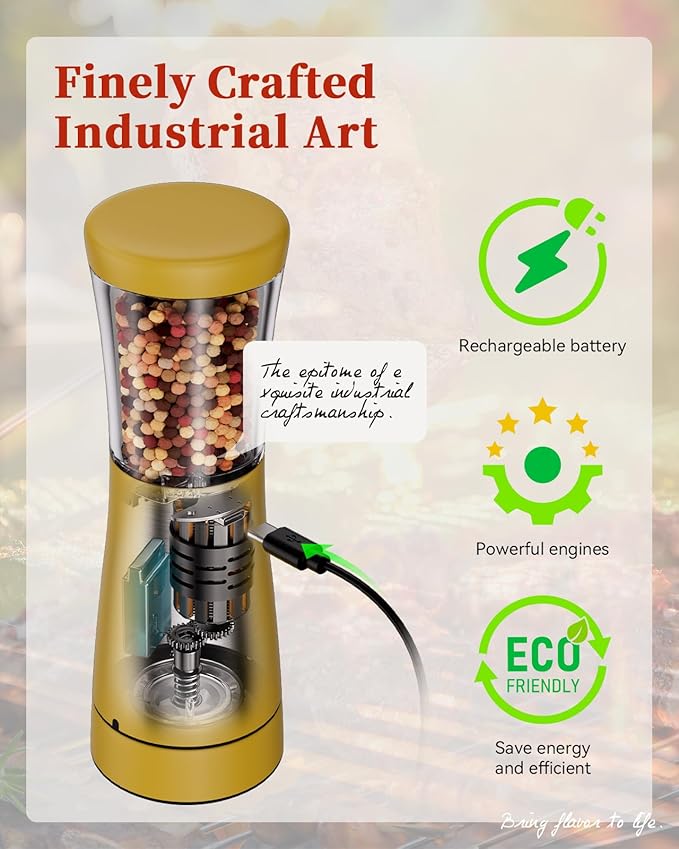 Electric Salt and Pepper Grinder Set with Storage Base, Stainless Steel Rechargeable Salt and Pepper Grinder Set with 4.5 oz Large Capacity, 1.8" Wide Mouth, Adjustable Coarseness, Ideal for Kitchen - Image 4