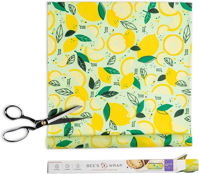 Bee's Wrap - Limited Edition - Beeswax Wraps for Food - Cut to Size 14x52" Beeswax Wrap Roll - Plastic Free Made in USA Reusable Natural Food Wrap - Fresh Squeeze Print by BeesWrap