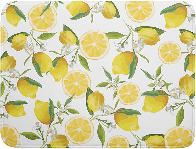 Lemon Dish Drying Mat for Kitchen Counter Spring Summer Microfiber Absorbent Dish Draining Reusable Washable Foldable Extra Large 18"x24" by Unknown