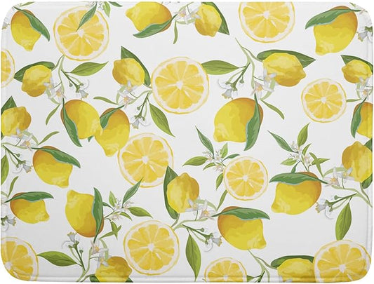 Lemon Dish Drying Mat for Kitchen Counter Spring Summer Microfiber Absorbent Dish Draining Reusable Washable Foldable Extra Large 18"x24" by Unknown