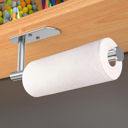 VAEHOLD Adhesive Paper Towel Holder Under Cabinet Mount, Wall Mounted Paper Towel Roll Holder for Kitchen Paper Towel, Stainless Steel（Silvery） - Image 5