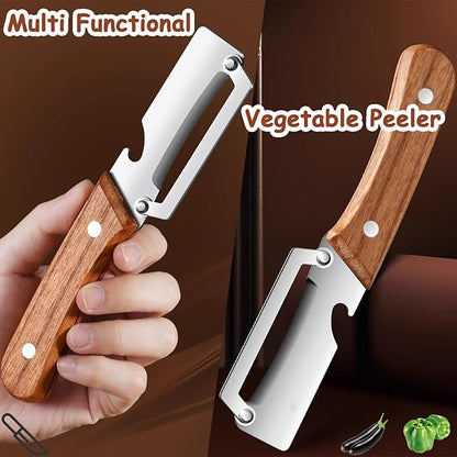 Premium Vegetable Peeler with Wooden Handle and Bottle Opener, Multi Functional Vegetable Peeler for Kitchen, Stainless Steel Blade Kitchen Tool for Vegetables or Fruits That Need to Be Peeled(1PCS) - Image 8