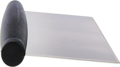 Amazon Basics Multi-Purpose Bench Scraper, Stainless Steel Dough Cutter with Measurement Marks, Dishwasher Safe, Non-slip Contoured Grip, 6", Black, Silver - Image 2