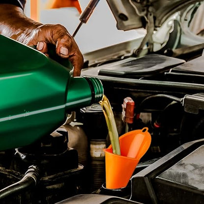 Plastic Long Neck Oil Funnels, for Filling Automotive Oil, Lubricants Engine Oils, Kerosene, Fuel, Diesel, Coolant & Other Liquids (2 Teal & 2 Orange)