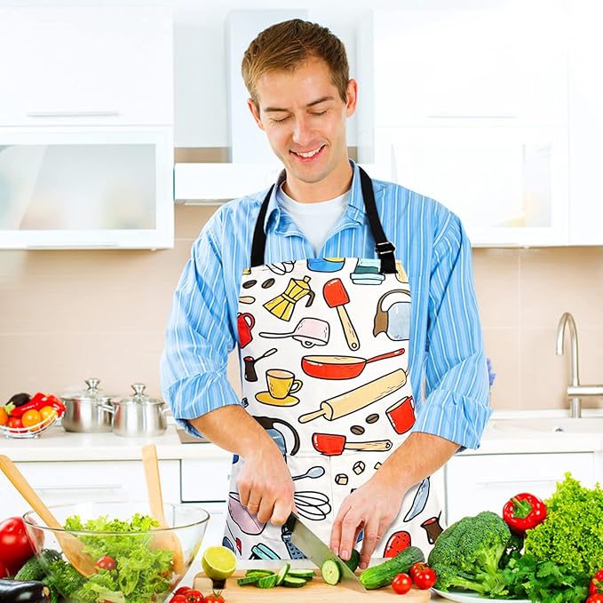 Adjustable Waterproof Apron Bib Apron with 2 Pockets Cooking Kitchen Aprons for Women Men Chef
