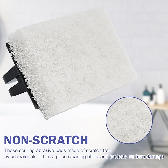 YoleShy Handled Scrubber Set, Non-Scratch Bathroom Scrubbing Pads, Bathtub Scrubber with Handle, Reusable Cleaning Sponge for Shower Tile, Bathtube, Sink, Spas Tubs & Swimming Pool Step - Image 6
