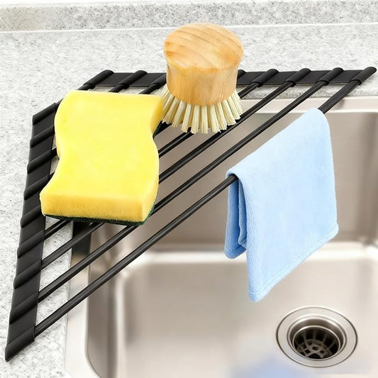MERRYBOX Triangle Roll Up Dish Drying Rack Over The Sink, 2025 Anti-Rust Sink Drying Rack with Full Silicone Wrapped- Anti-Slip, Space Saving, Durable Organizer for Kitchen by MERRYBOX