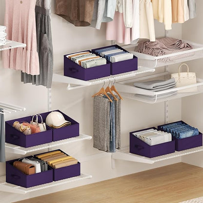 DIMJ Closet Storage Bins 12 Pack - Fabric Storage Baskets for Shelves, Collapsible Clothes Organizer with Handles, Trapezoid Shelf Organization Storage Cubes for Purse, Toys, Books, Towel, Clothes - Image 3