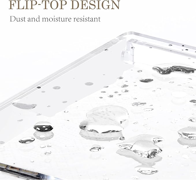 DINGHUO Flat Acrylic Napkin Holder for Table, Open Side Design Napkin Dispenser with Weighted Arm, Square Paper Holder for Restaurant, Kitchen, Bathroom, Countertop, Dinner