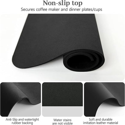 Bloss Coffee Mat 24"x16", Dish Drying Mat for Multiple Usage, Mat for Coffee Bar, Kitchen Counter Mat, Absorbent Hide Stain Rubber Backed Dish Drying Pad - Black - Image 3