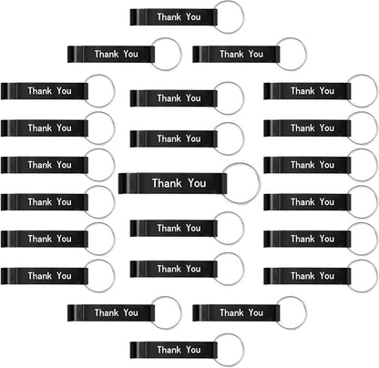 FoldTier 50 Pcs Graduation Thank You Favors Bottle Opener Keychain Bulk, Bottle Opener Party Favors for Wedding Graduation Baby Shower Guests(Thank You,Black)
