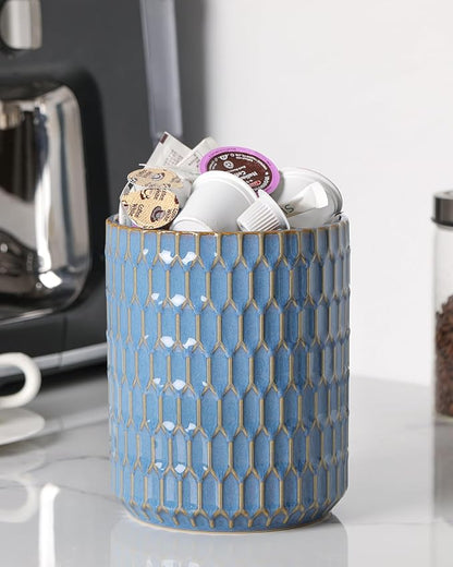 Utensil Holder, 7.5"+5.3" Ceramic Kitchen Utensil Holder for Countertop, Large Cooking Utensil Crock for Kitchen Counter, Set of 2, Blue - Image 6
