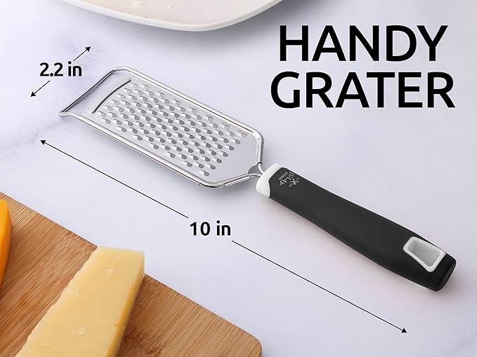 Zulay Kitchen Professional Cheese Grater Stainless Steel - Durable Rust-Proof Metal Lemon Zester Grater With Handle - Flat Handheld Grater For Cheese, Chocolate, Spices, And More - Black - Image 4