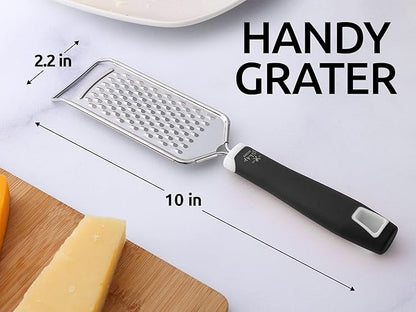 Zulay Kitchen Professional Cheese Grater Stainless Steel - Durable Rust-Proof Metal Lemon Zester Grater With Handle - Flat Handheld Grater For Cheese, Chocolate, Spices, And More - Black - Image 4