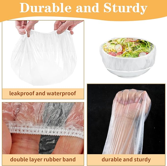 200 Pcs Bowl Covers for Bread Proofing, Plastic Shower Caps for Sourdough Bread, Food Covers Stretch Reusable Elastic, Keep Food Fresh and Dust Away - Image 4