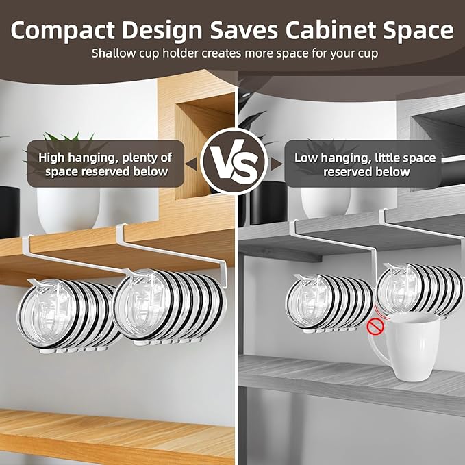 LveSunny Tumbler Lid Organizer,2 Pack Cup Lid Organizer for Yeti Tumbler Lids,Single Water Bottle Lids Organizer Holds Up to 12 Lids, Space Saving Under Cabinet Lid Holder Rack - Image 5