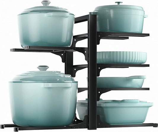 ORDORA 6-Tier Pots and Pans Organizer under Cabinet, Kitchen Cabinet Organizers and Storage, Heavy Duty Pots and Pan Storage Rack Organizer inside Cabinet, Adjustable Pot Rack by ORDORA