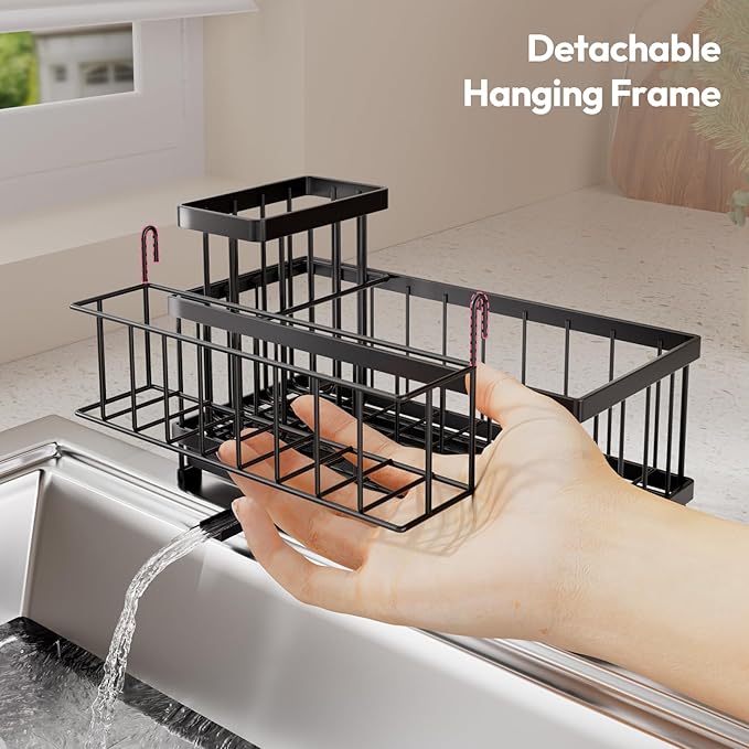 SWTYMIKI Sink Caddy Sponge Holder - Large Sponge Holder for Kitchen Sink with 360°Auto-Drain Tray, Rustproof Stainless Steel Kitchen Organizer Caddy for Countertop Organization - Image 5
