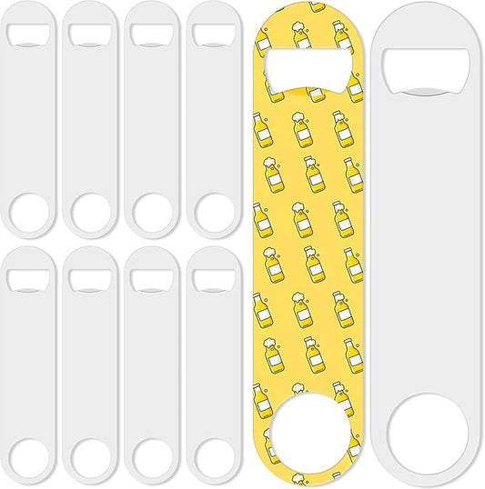 10 Pcs Sublimation Bottle Opener Blanks,White Stainless Steel Flat Beer Bottle Opener, Personalized Sublimation Blank Products for Kitchen Restaurant