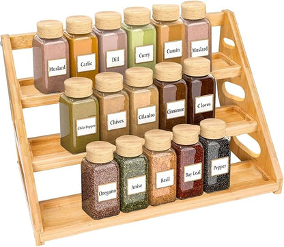 Spice Rack - Tiered Spice Rack Organization for Cabinet - 3 Tier Bamboo Display Spice Shelf for Countertop by Unknown