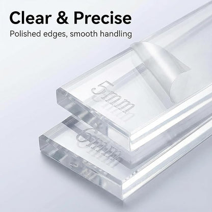 Polymer Clay Tools: Rolling Pin Guides & Roller Set 12Pcs Acrylic Adjustable Depth Guides (2-7mm) with Protective Film for Polymer Earrings, Sculpting & Modeling Clays