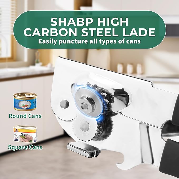 Commercial Can Opener Manual Heavy Duty Stainless Steel Handheld Smooth Edge Can Opener for Seniors for Kitchen - Image 3