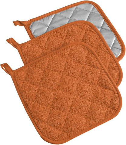 DII Basic Terry Collection Quilted 100% Cotton, Potholder, Spice, 3 Piece by DII