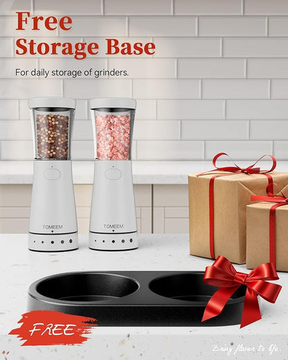 Electric Salt and Pepper Grinder Set with Storage Base, Stainless Steel Rechargeable Salt and Pepper Grinder Set with 4.5 oz Large Capacity, 1.8" Wide Mouth, Adjustable Coarseness, Ideal for Kitchen - Image 9