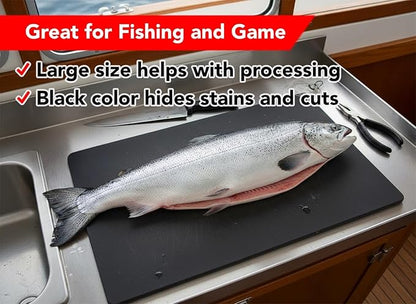 Thirteen Chefs 30x18 Extra Large Cutting Board for Fish, Meat, BBQ - 1/2 Inch Thick Black Plastic, Commercial Grade HDPP Poly with NSF Stamp, 10 pounds - Image 4