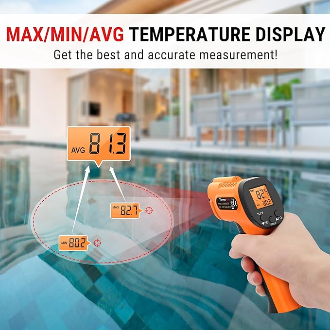 TempPro TP30 Infrared Thermometer Gun, Laser Thermometer for Cooking, Pizza Oven, Griddle, Engine, HVAC, Temperature Gun with Adjustable Emissivity & Max Measure -58°F ~1022°F (Previously ThermoPro) - Image 6
