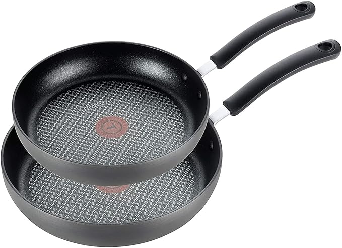 T-Fal Ultimate Hard Anodized Nonstick Fry Pan Set 2 Piece, 8, 10 Inch, Oven Broiler Safe 400F, Kitchen, Cookware, Pots and Pans Set Non Stick, Frying Pans, Dishwasher Safe, Onyx by T-falbrand