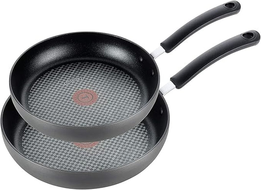 T-Fal Ultimate Hard Anodized Nonstick Fry Pan Set 2 Piece, 8, 10 Inch, Oven Broiler Safe 400F, Kitchen, Cookware, Pots and Pans Set Non Stick, Frying Pans, Dishwasher Safe, Onyx by T-falbrand