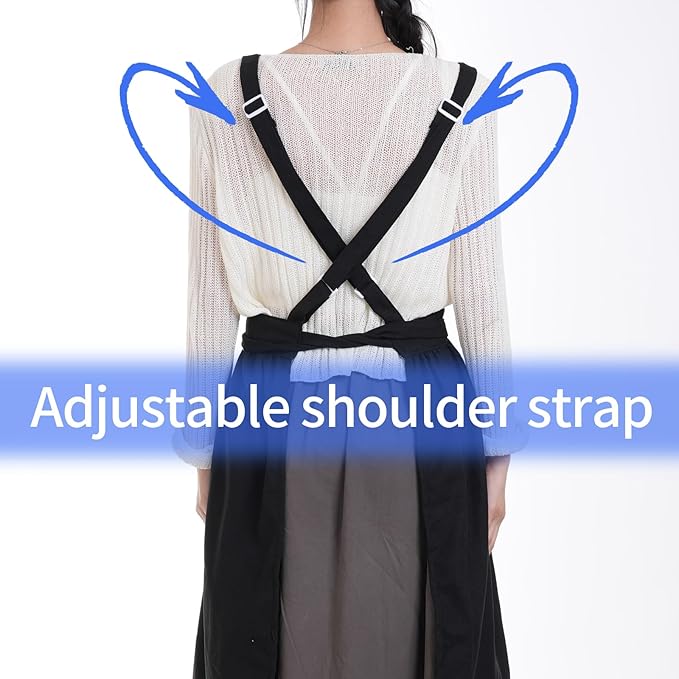 Pinknoke Vintage Pinafore Apron Dress for Women with Pockets Cute Floral Chef Aprons for Kitchen Cooking Baking Gardening - Image 7