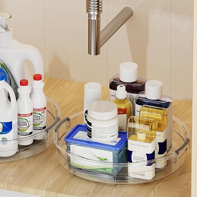 LAMU 3 Pack Lazy Susan Organizer Turntable for Cabinet, Pantry Organizers and Storage, Rotating Condiment Organizer for Kitchen, Table Top, Fridge, Countertop, Spice Organization, 9.25'' 10.6'' 12'' - Image 7