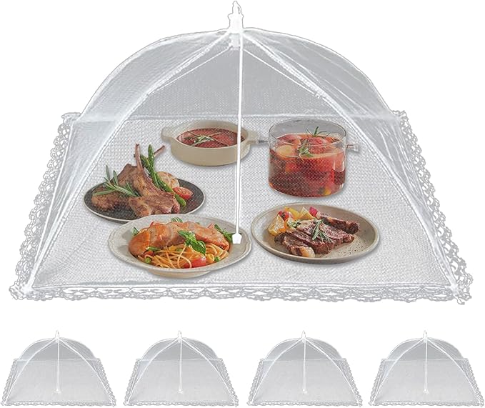 5 PACK Food Covers for Outside Mesh,Picnic Essentials - 17x17in Mesh Food Tent with Net Screen Dome Design to Protect Food - Reusable Portable Cover for Picnic BBQ Backyard Camping Accessories by Unknown