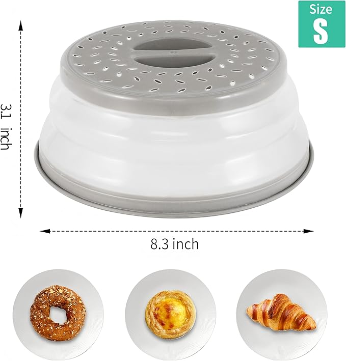 8.3inch Collapsible Microwave Food Cover, Splatter Guard,Vented Microwave Lid for Food, BPA free TPR, Dishwasher safe - Image 2