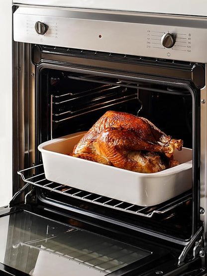 LE TAUCI Deep Casserole Dishes for Oven, 13.7”x9.6” Ceramic Baking Dish Set with Roasting Racks, Large Lasagna Pans with Handles, Rectangular Bakeware as Gift for Mom, White (4.6QT/3.0QT/1.6QT), Set of 3 - Image 6