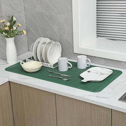 MicoYang Silicone Dish Drying Mat for Multiple Usage,Easy clean,Eco-friendly,Heat-resistant Silicone Mat for Kitchen Counter or Sink,Refrigerator or Drawer Liner Green 5XL 36inches x 18inches - Image 6