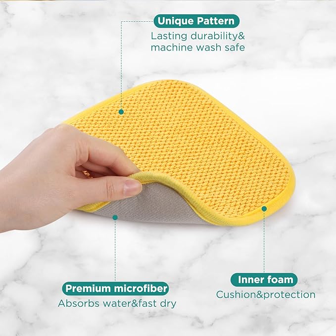 GeeRic Microfiber Dish Drying Mat, Super Absorbent Kitchen Dish Drying Pad, Reversible for Countertop, 7*7 inch Yellow - Image 3