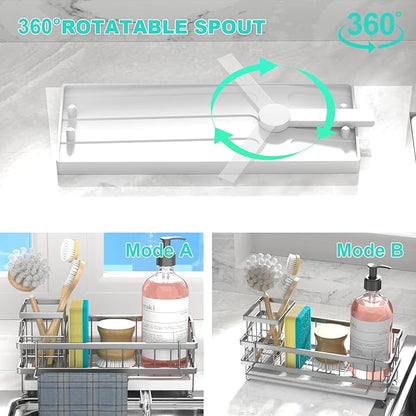 Sponge Holder for Kitchen Sink - Countertop Rustproof Stainless Steel, Kitchen Gadgets Accessories, Sink Caddy (Silver) - Image 3