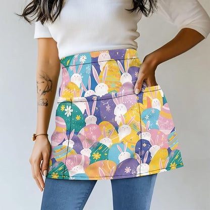 Server Apron with 3 Pockets, Waterproof Oil Waitress Waiter Half Apron for Restaurant Hotel Kitchen Cafe
