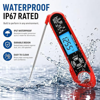 Digital Instant Read Meat Thermometer Waterproof Kitchen Food Cooking Thermometer Dual Probes Backlight, Alarm, °F/°C for BBQ Grill Smoker Steak Turkey Frying Baking Oven Water Oil