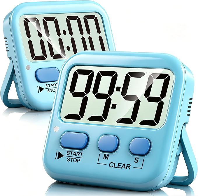 Antonki 2 Pack Digital Timer for Kids, Magnetic Countdown Kitchen Timers for Cooking, Egg, Classroom, Teacher, Exercise, Study, Oven - Battery Included by Antonki